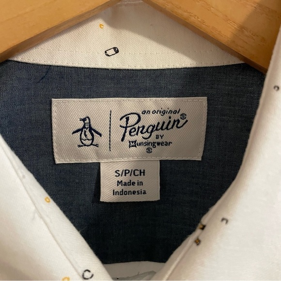Original Penguin Beer Print Oxford Shirt Short Sleeve Size Small - Picture 9 of 14